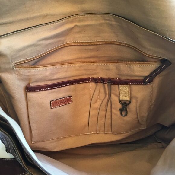 FOSSIL SATCHEL w Multiple Compartments & Organizer - Picture 6 of 10
